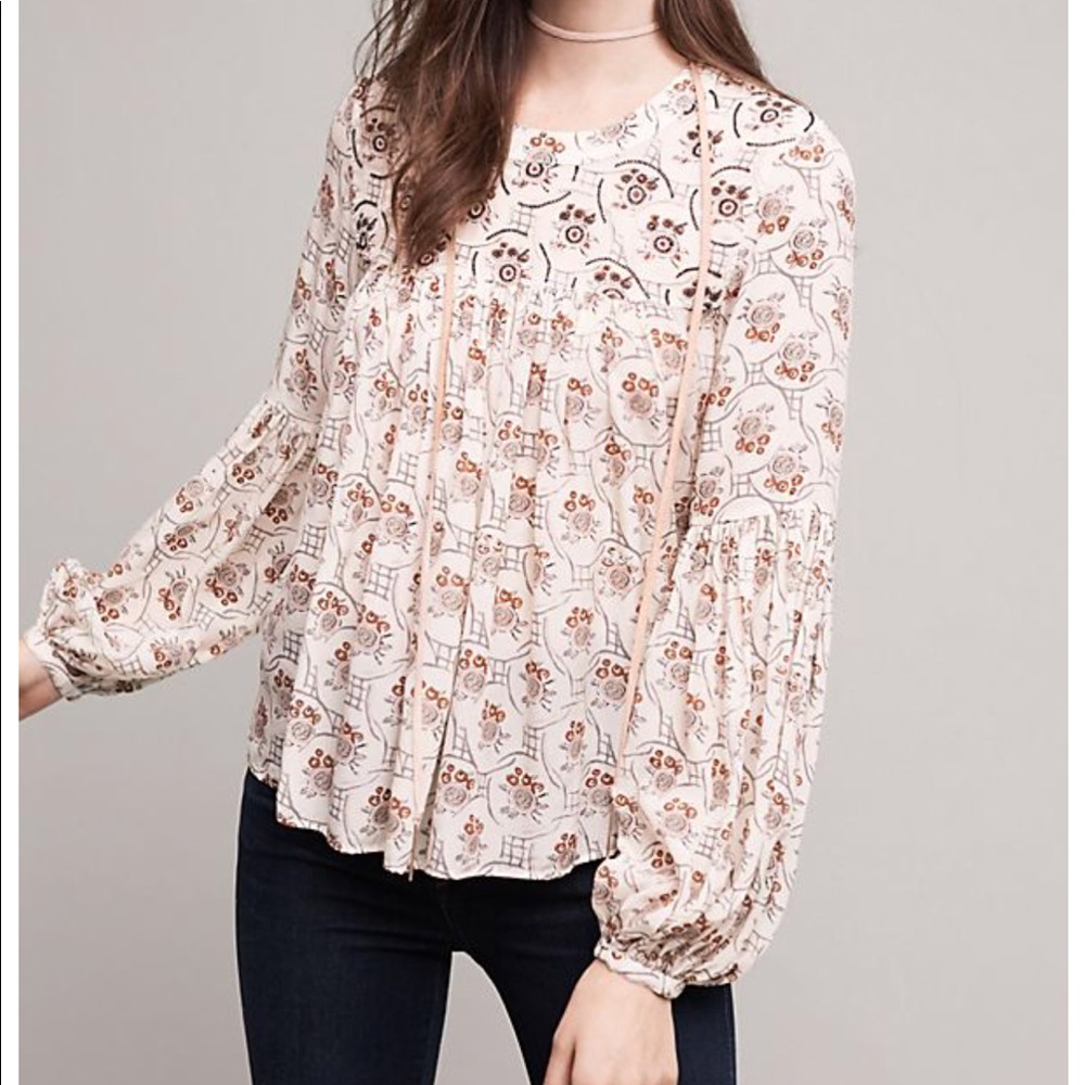 Anthropologie Floreat Beaded Top